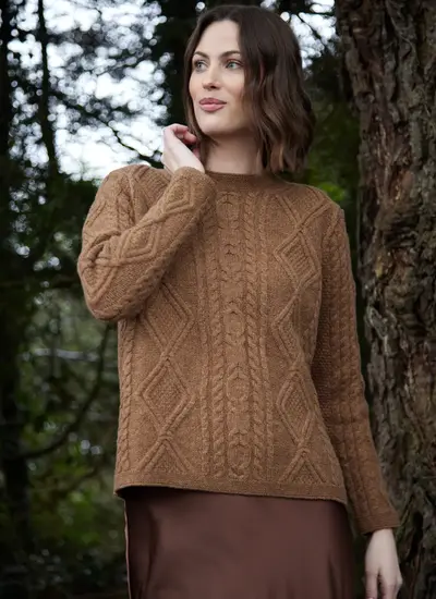 Emily Lambswool Aran Crew Neck Sweater